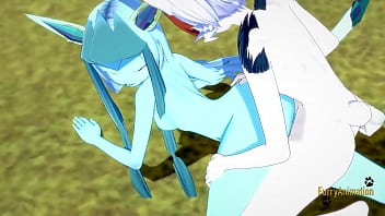 Pokemon Hentai Furry Yiff 3D   Glaceon Handjob And Fucked By Cinderace With Creampie