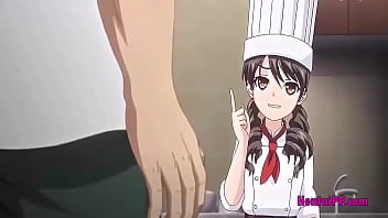 Young Hentai Brunette Fuck In The Kitchen