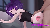 Young Purple Hair Hentai Girl Hard Sex In Doggystyle